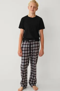 Ellos Collection Natbukser i flonel sort rutig