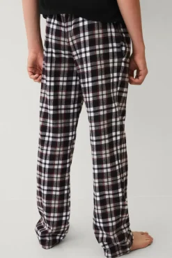 Ellos Collection Natbukser i flonel sort rutig