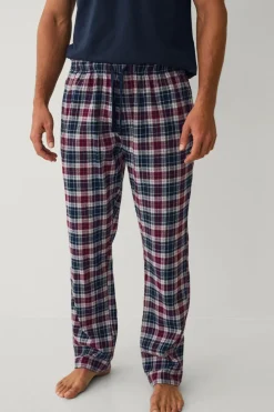 Ellos Collection Natbukser i flonel Blå/vinerød rutet Online