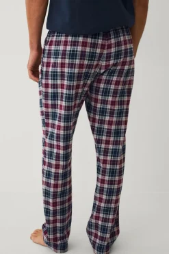 Ellos Collection Natbukser i flonel Blå/vinerød rutet Online