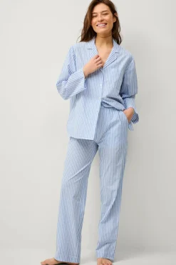 Ellos Nattøj>Collection Natbukser i bomuld blåvitrandig
