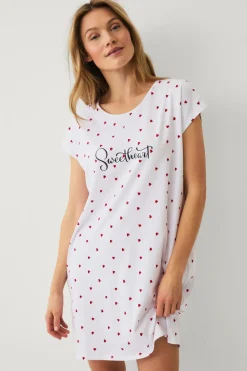 Ellos Collection Natkjole Hvidrød New