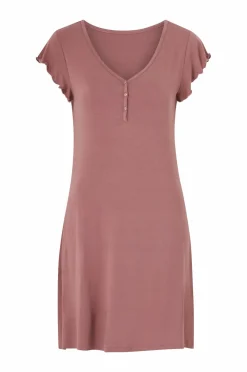 Ellos Collection Natkjole med halv knaplukning mørkrosa