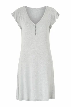 Ellos Collection Natkjole med halv knaplukning Grå Online