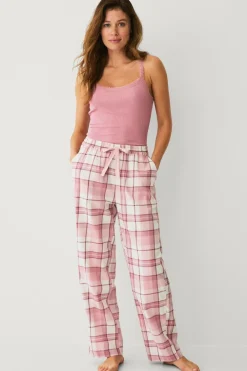 Ellos Nattøj>Collection Natbukser i flonel Rosa ternet