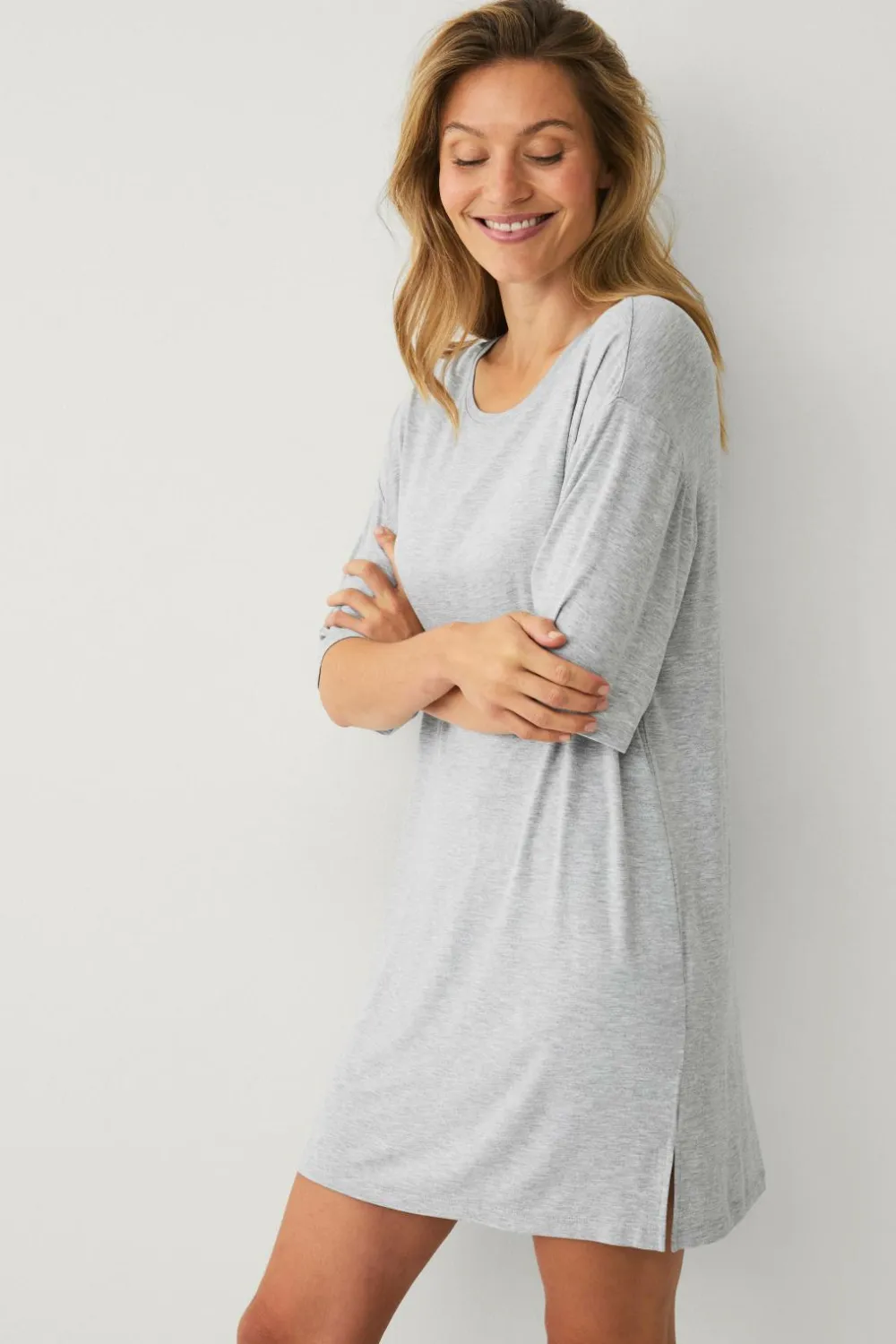 Ellos Collection Natkjole med stort T Grå New