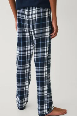 Ellos Collection Natbukser i flonel Blårutig Clearance