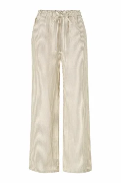 Ellos Collection Natbukser i hørblanding Hvid/beige Online