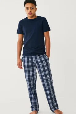 Ellos Collection Natbukser Harry i poplin Blåternet Sale