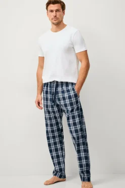Ellos Nattøj & Homewear>Collection Natbukser i poplin Blå/hvidternet
