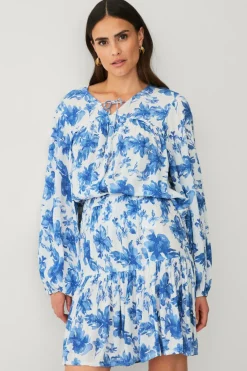 Ellos Collection Nederdel med elastisk talje Blå mønstret Hot