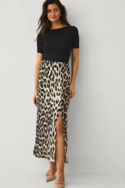 Ellos Collection Nederdel med slids Leopardmønstret New