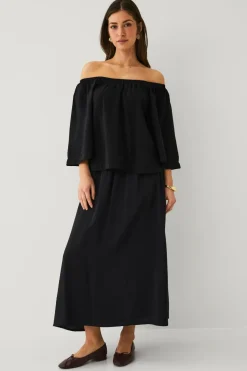 Ellos Collection Nederdel med elastisk talje Sort Discount