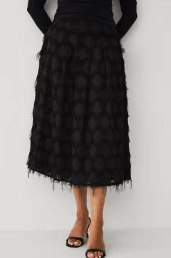 Ellos Nederdele>Collection Nederdel med frynser Sort