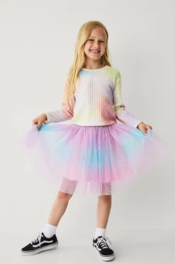 Ellos Nederdele>Collection Nederdel af tyl rosa/lilla tie-dye