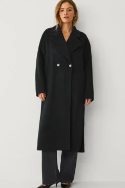 Ellos Jakker & Frakker>Collection Overdimensioneret uldfrakke Premium Sort