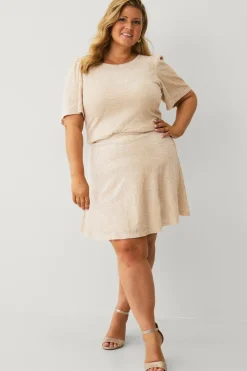 Ellos Kjoler>Collection Pailletnederdel Cremhvid