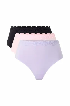 Ellos Trusser>Collection 3-pak Sort rosa lilla solid