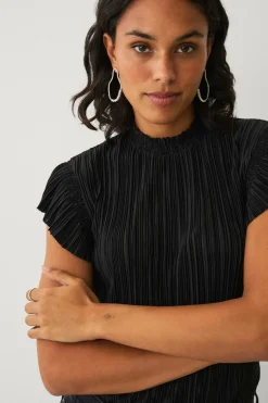 Ellos Collection Plisseret top sort Outlet