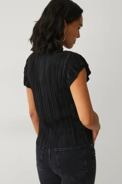 Ellos Collection Plisseret top sort Outlet