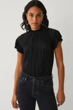 Ellos Collection Plisseret top sort Outlet