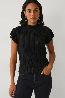 Ellos Collection Plisseret top sort Outlet
