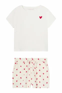 Ellos Collection Pyjamassæt Beige hjertemønstret Online