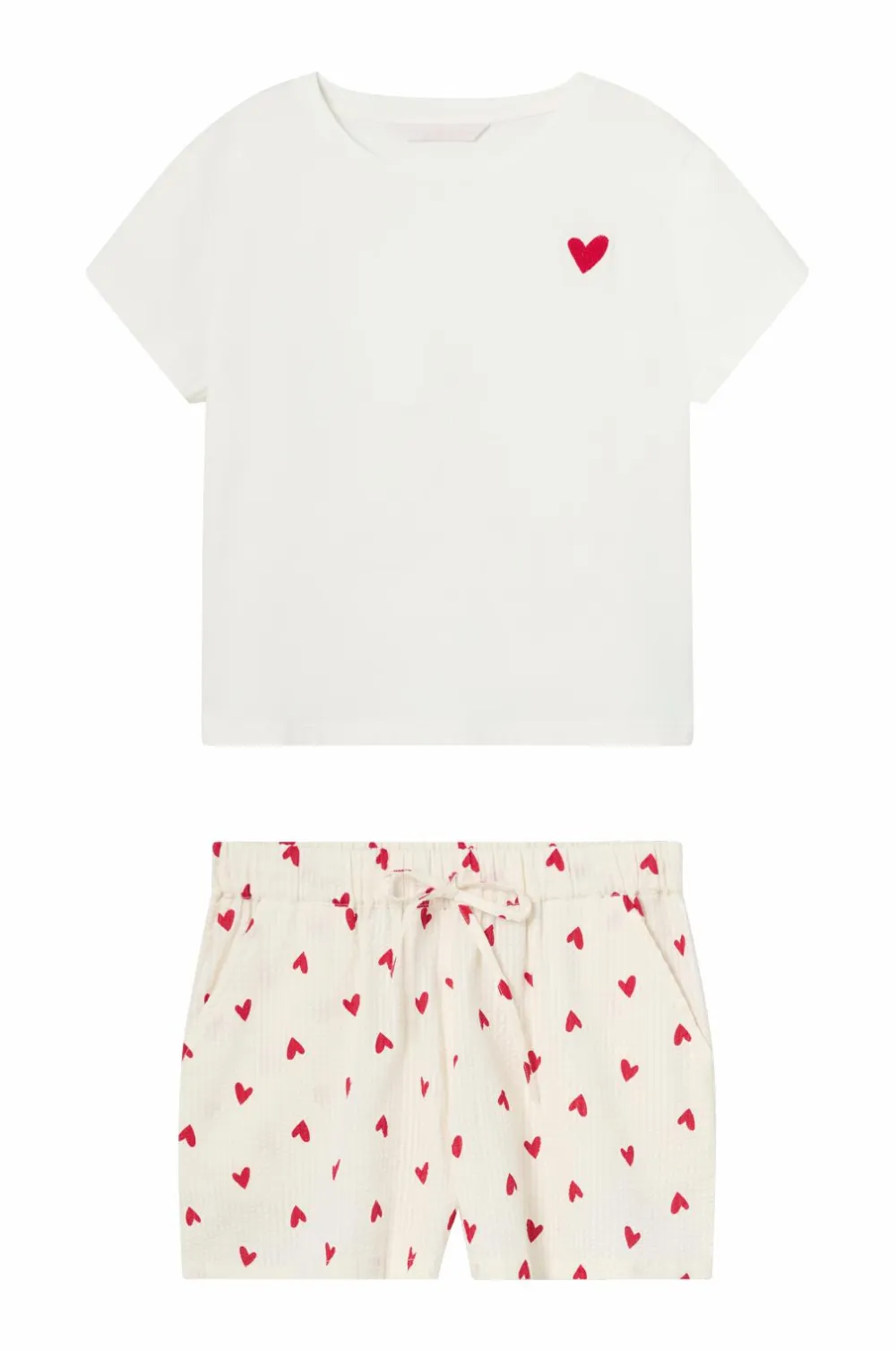 Ellos Collection Pyjamassæt Beige hjertemønstret Online