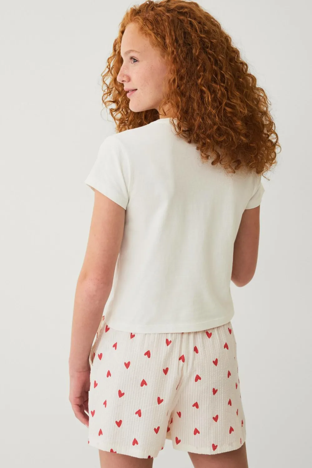 Ellos Collection Pyjamassæt Beige hjertemønstret Online