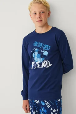 Ellos Collection Pyjamassæt i bomuld Blå fodbold
