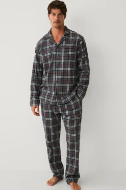 Ellos Collection Pyjamassæt i flonel Grårutig