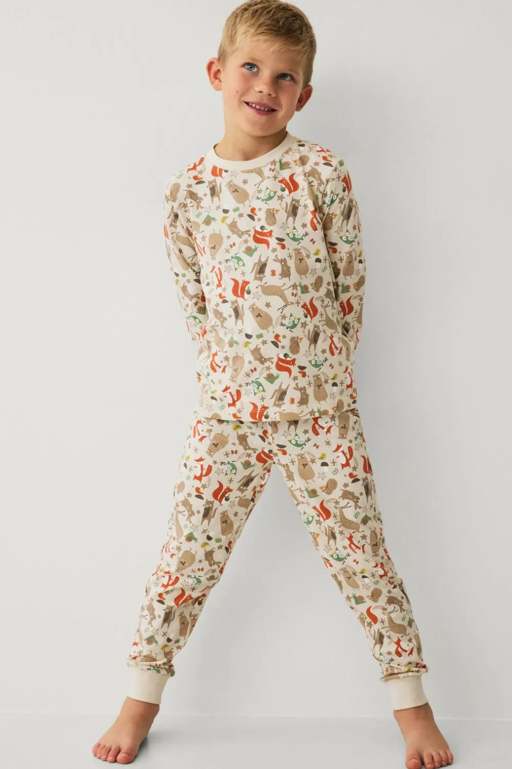 Ellos Collection Pyjamas med tryk beige skovmønstret Online