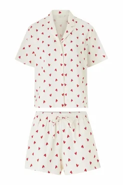 Ellos Collection Pyjamas i seersucker Hvidrød Outlet