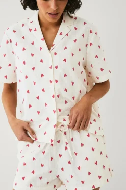 Ellos Collection Pyjamas i seersucker Hvidrød Outlet