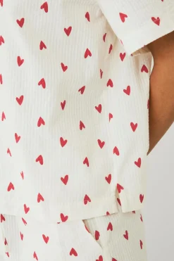 Ellos Collection Pyjamas i seersucker Hvidrød Outlet