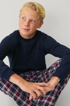 Ellos Nattøj & Homewear>Collection Pyjamassæt Blå/vinrød rutig