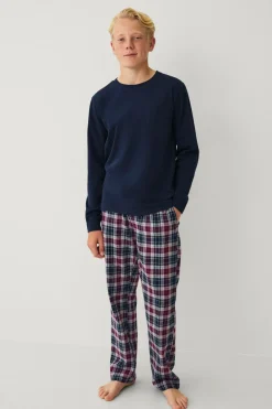 Ellos Nattøj & Homewear>Collection Pyjamassæt Blå/vinrød rutig