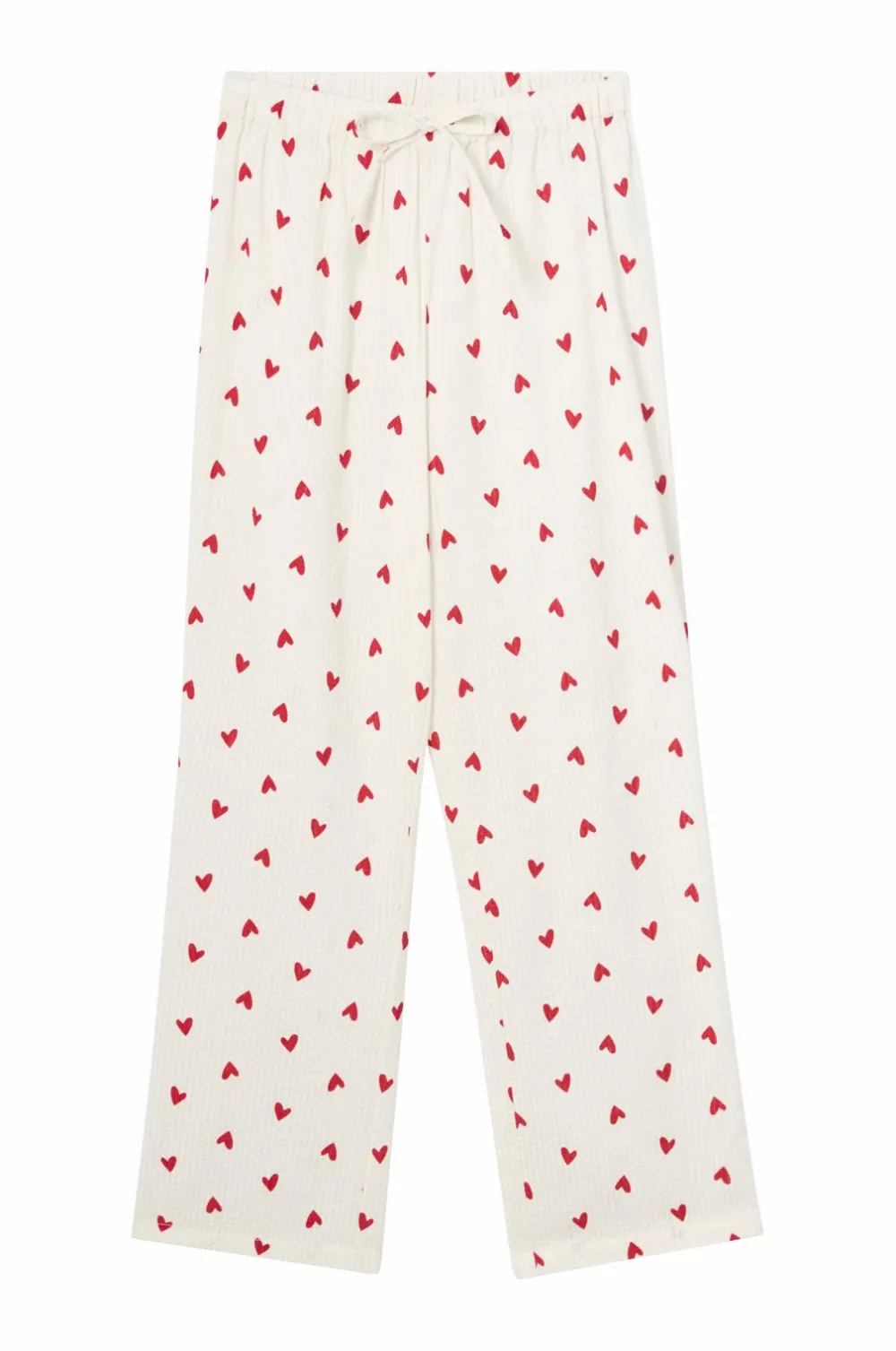 Ellos Nattøj & Homewear>Collection Pyjamassæt i seersucker beige hjertemønstret