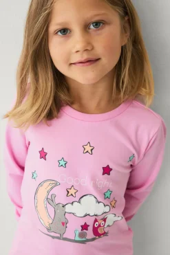 Ellos Collection Pyjamassæt i bomuldsjersey rosa skovdyr Best