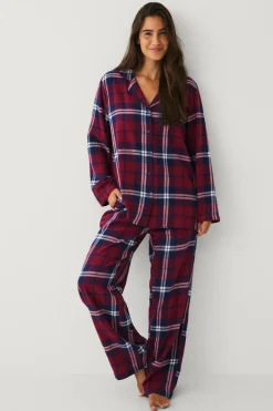 Ellos Collection Pyjamassæt i flonel Rødblå ternet Discount