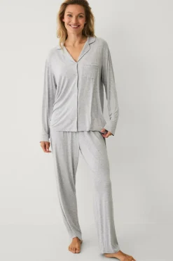 Ellos Nattøj>Collection Pyjamassæt Gråmeleret