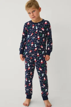 Ellos Nattøj & Homewear>Collection Pyjamassæt med print Blå julemønstret