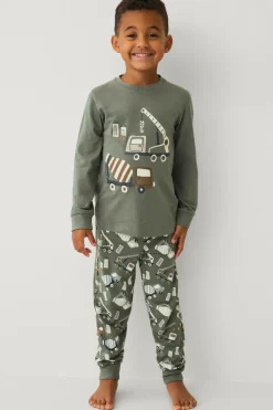 Ellos Collection Pyjamas med tryk Grøn diggers Clearance