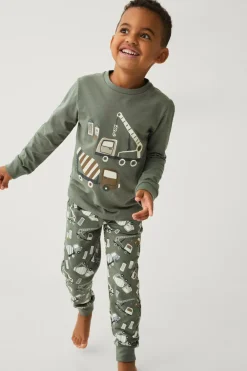 Ellos Collection Pyjamas med tryk Grøn diggers Clearance