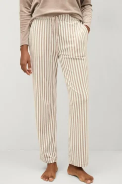 Ellos Collection Pyjamas i velour Greige hvidstribet