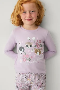 Ellos Collection Pyjamassæt i bomuldsjersey Lilla mønstret Discount