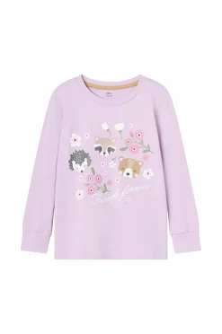 Ellos Collection Pyjamassæt i bomuldsjersey Lilla mønstret Discount
