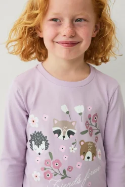 Ellos Collection Pyjamassæt i bomuldsjersey Lilla mønstret Discount