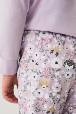 Ellos Collection Pyjamassæt i bomuldsjersey Lilla mønstret Discount