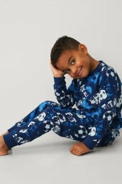 Ellos Nattøj & Homewear>Collection Pyjamas med tryk Blå fodbold